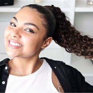 NEW Luxy Hair Curly Brown Ponytail Extension